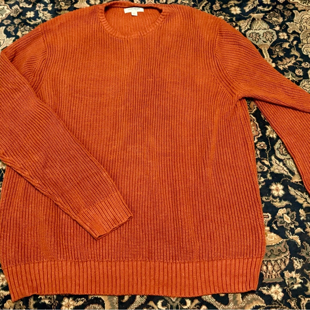 Goodthreads Eclectic Grandpa Orange Crewneck Sweater Ribbed Knit